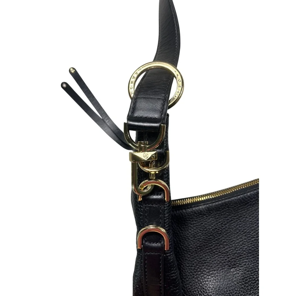 Michael‎ Kors Black Pebbled Leather Hobo Shoulder Bag Gold Hardware